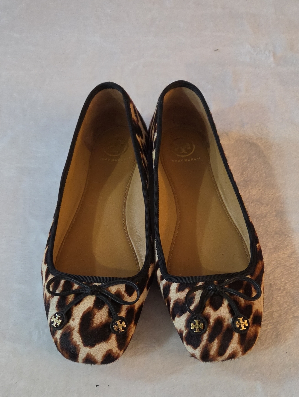 Tory Burch Leopard-Print Ballet Flats in Brown and Cream